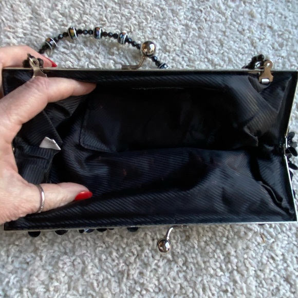 Black Beaded Evening Handbag - Picture 6 of 7